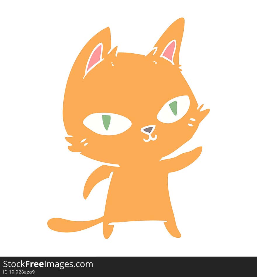 flat color style cartoon cat staring