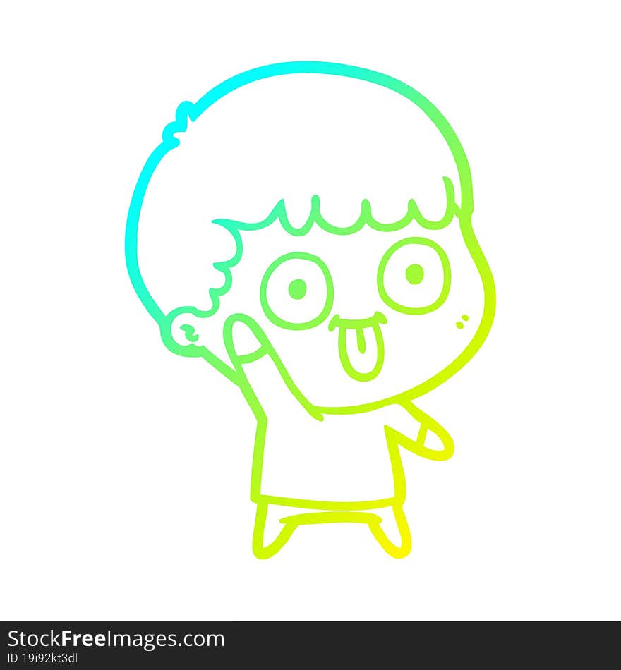 Cold Gradient Line Drawing Cartoon Dumb Kid