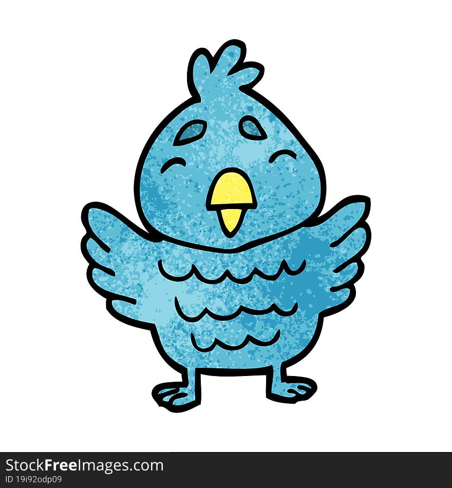 cartoon doodle blue bird