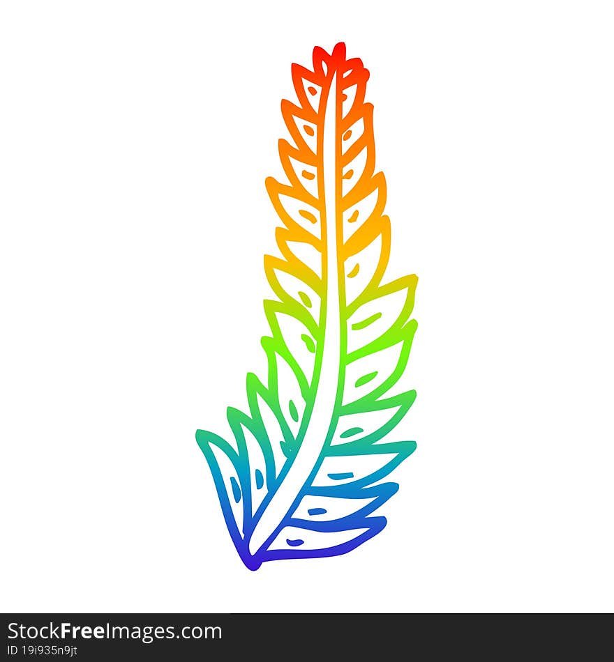 rainbow gradient line drawing cartoon black feather