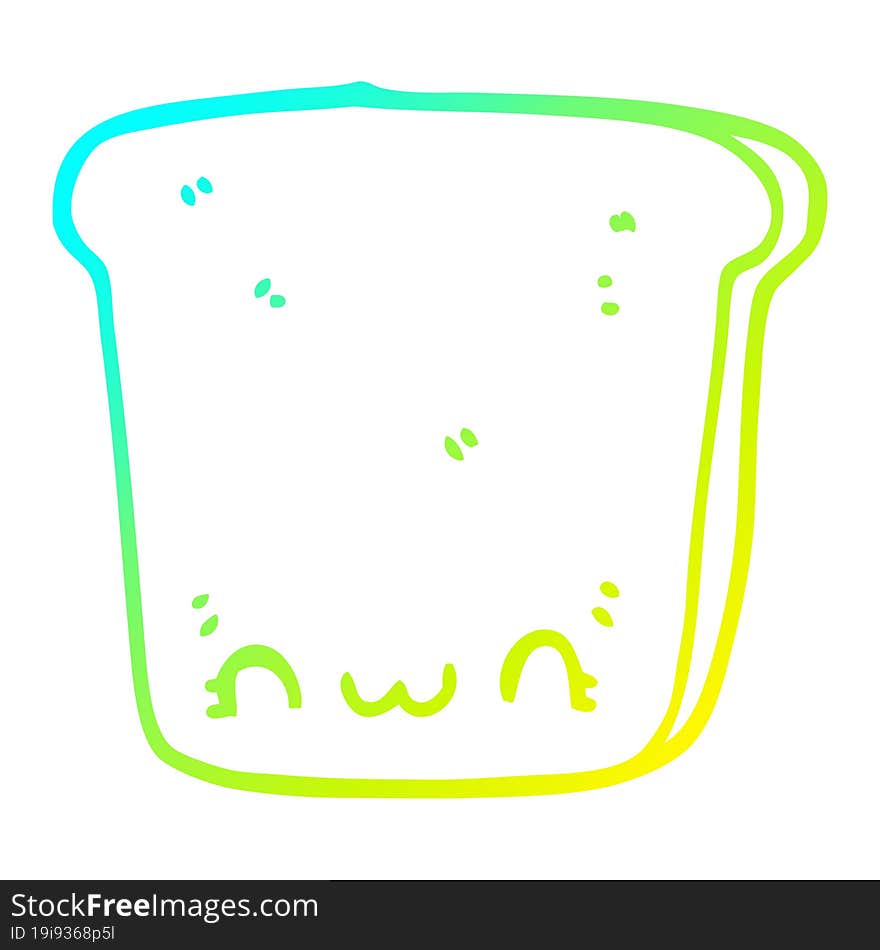 cold gradient line drawing of a cartoon slice of bread