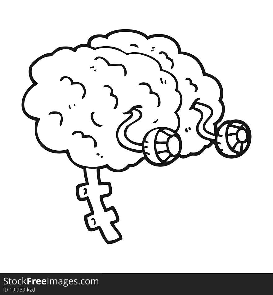 Black And White Cartoon Brain