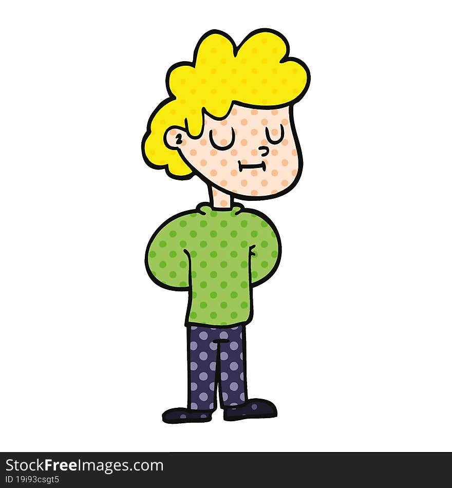 comic book style cartoon happy boy