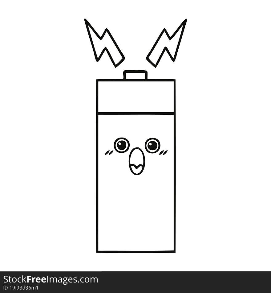 line drawing cartoon battery