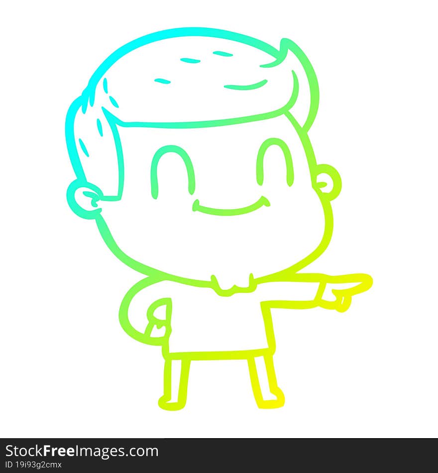 cold gradient line drawing cartoon friendly man