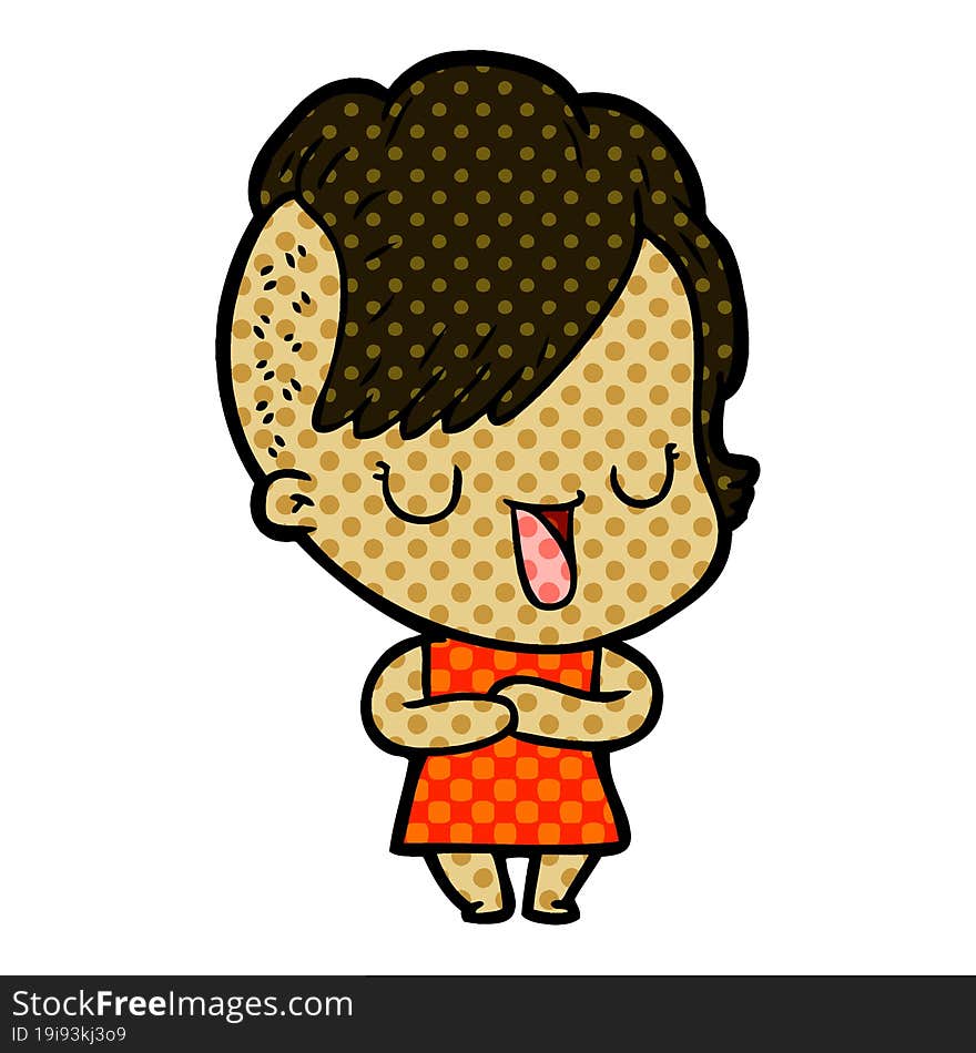 cute cartoon girl with hipster haircut. cute cartoon girl with hipster haircut