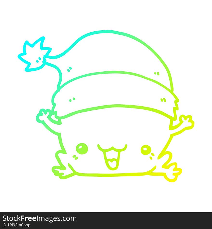 cold gradient line drawing cute cartoon christmas frog