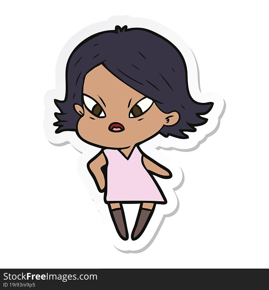 sticker of a cartoon stressed woman