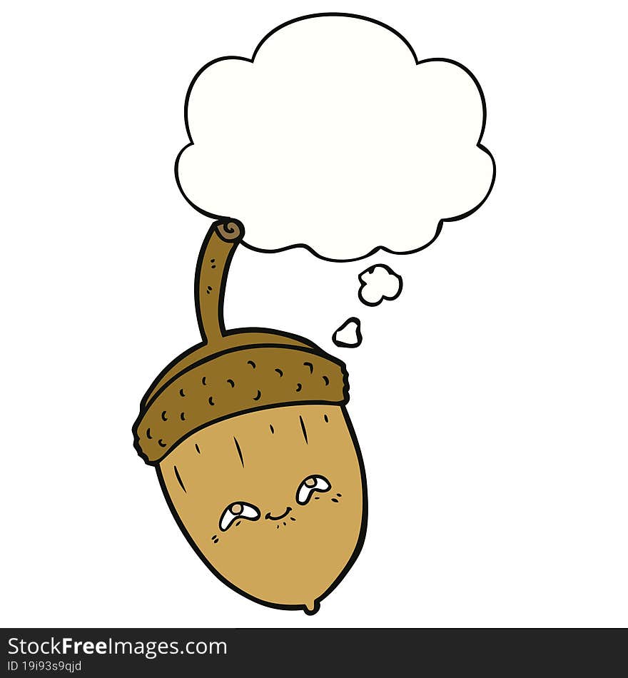 Cartoon Acorn And Thought Bubble