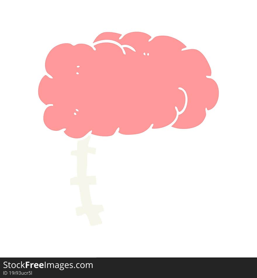 flat color style cartoon brain