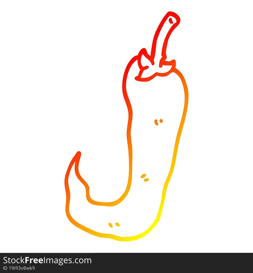 warm gradient line drawing cartoon red hot chilli pepper