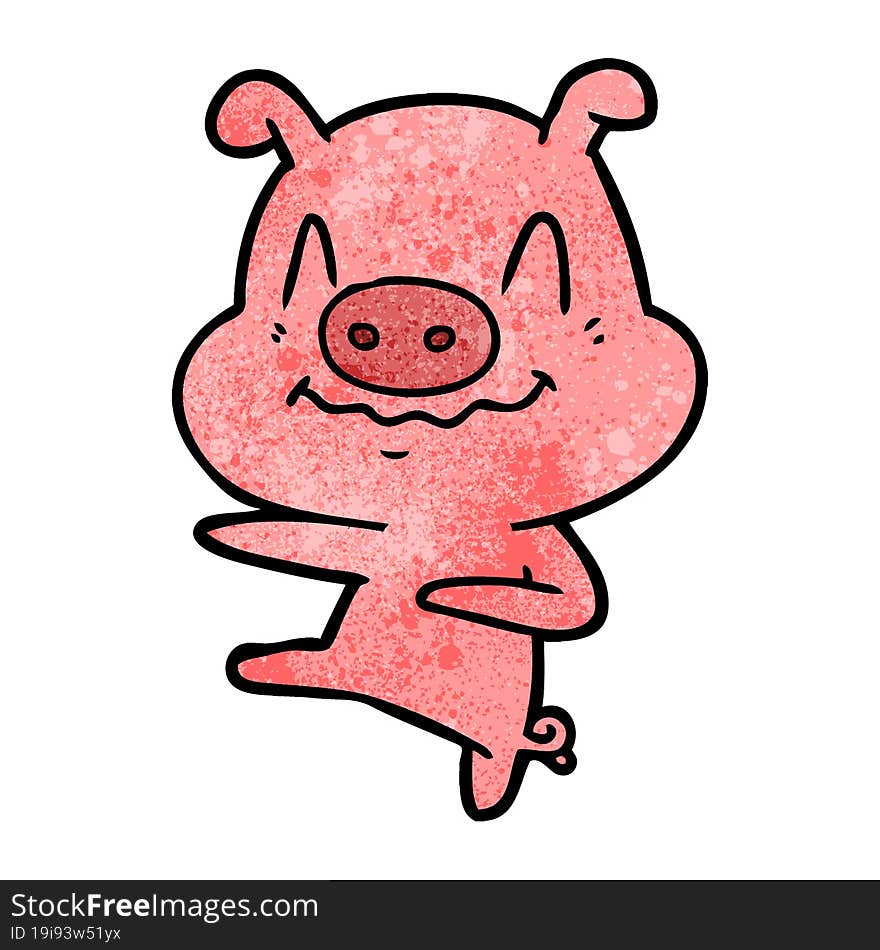 nervous cartoon pig dancing. nervous cartoon pig dancing