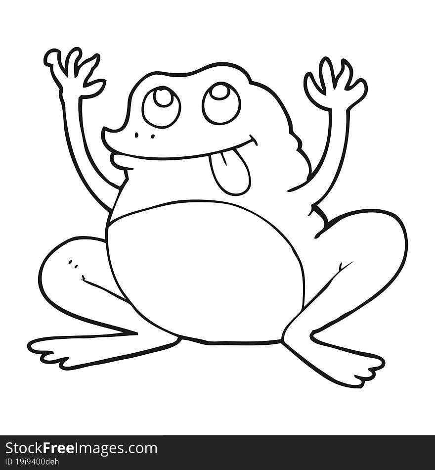 funny black and white cartoon frog