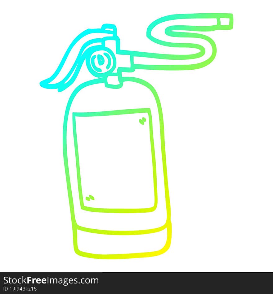 Cold Gradient Line Drawing Cartoon Fire Extinguisher