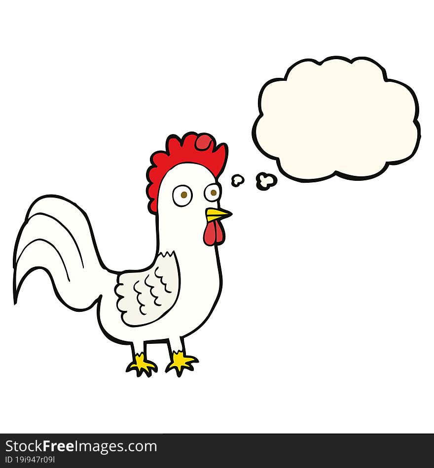 Cartoon Rooster With Thought Bubble