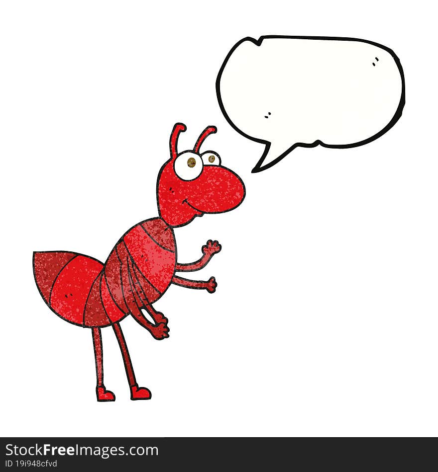 speech bubble textured cartoon ant