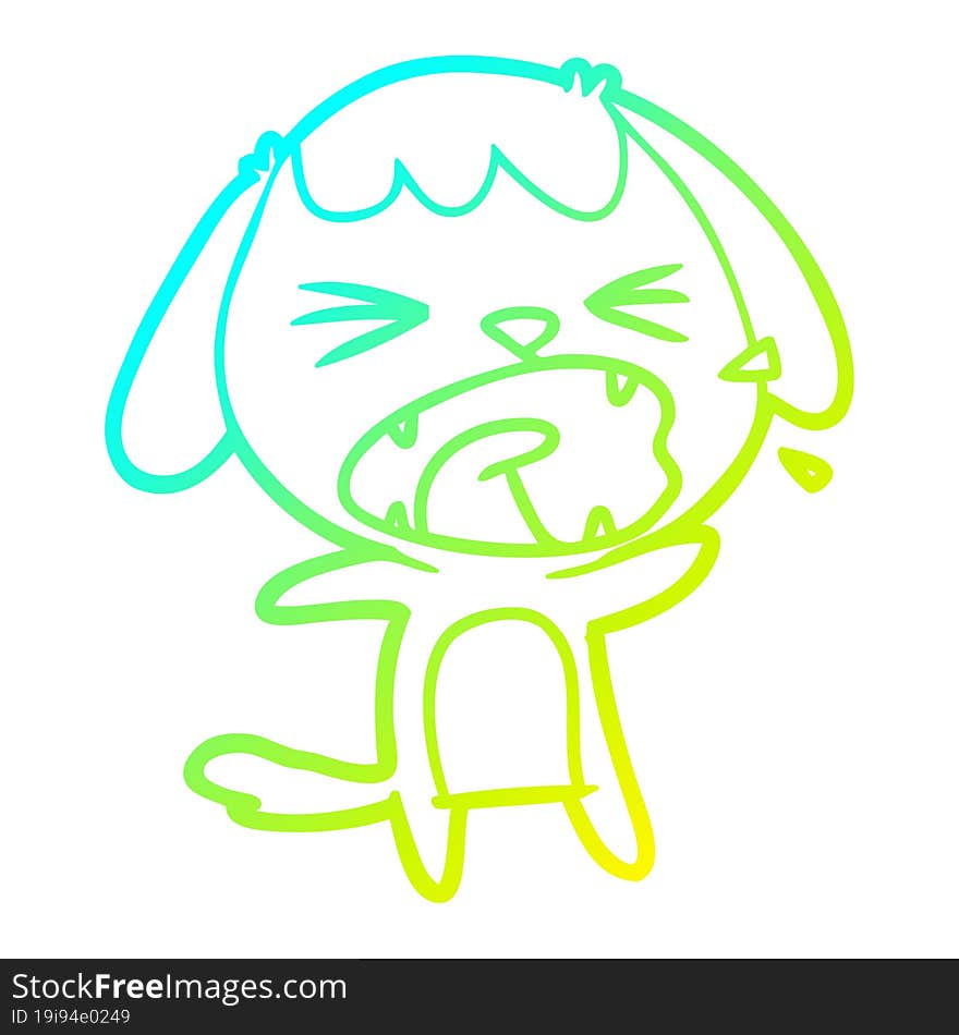 cold gradient line drawing of a cute cartoon dog barking