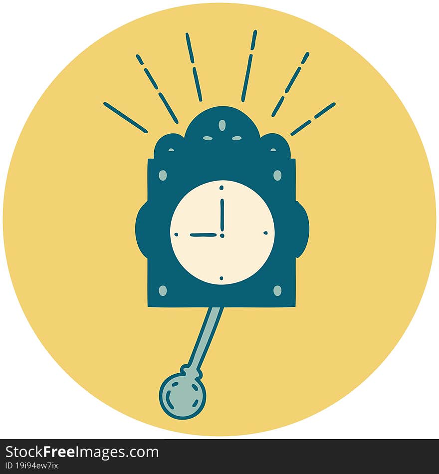 Icon Of Tattoo Style Ticking Clock