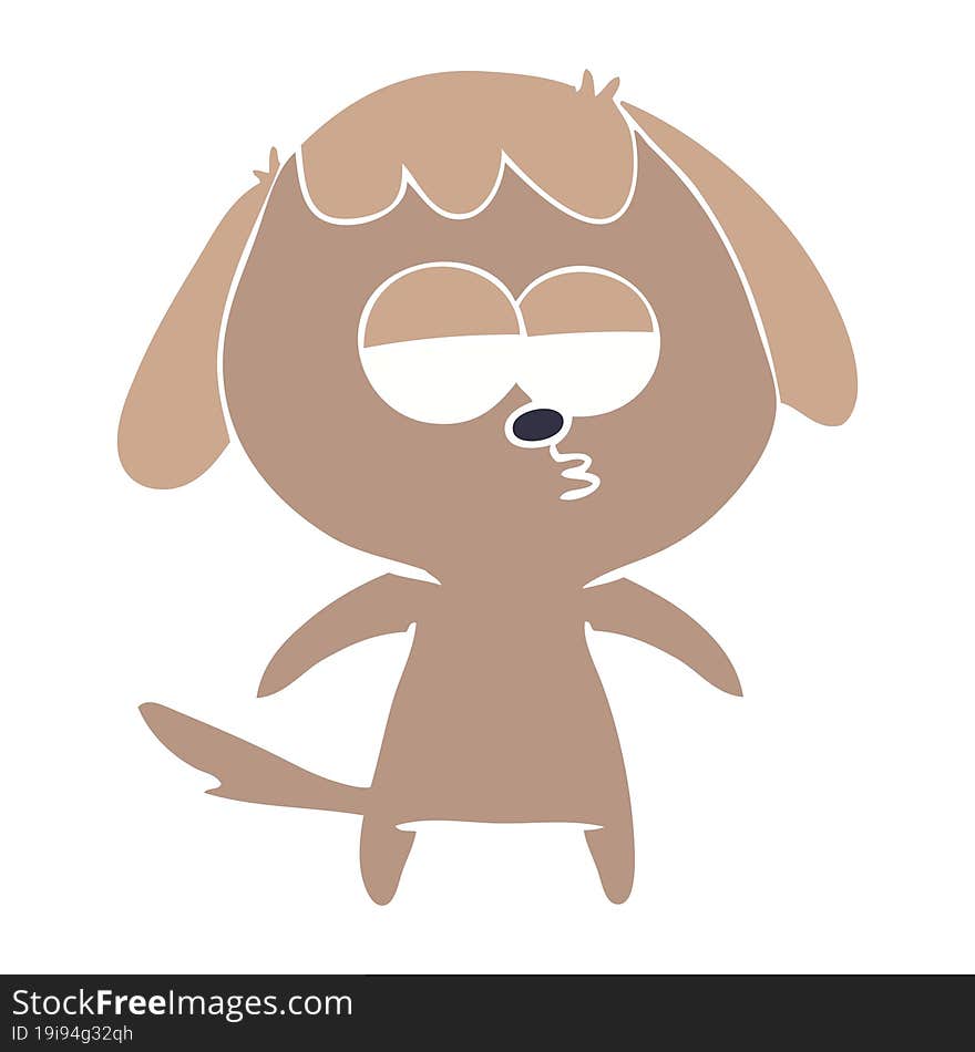 flat color style cartoon bored dog