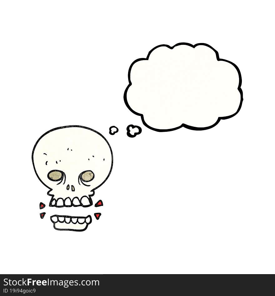 Thought Bubble Textured Cartoon Scary Skull