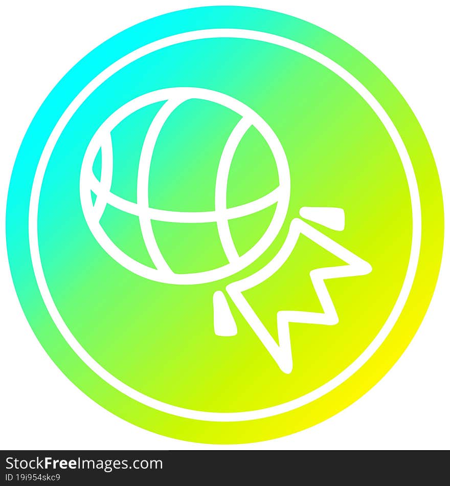 basketball sports circular in cold gradient spectrum