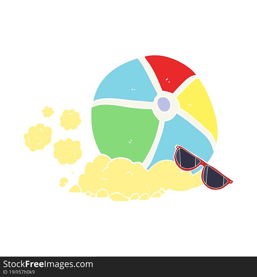 Flat Color Illustration Of A Cartoon Beach Ball