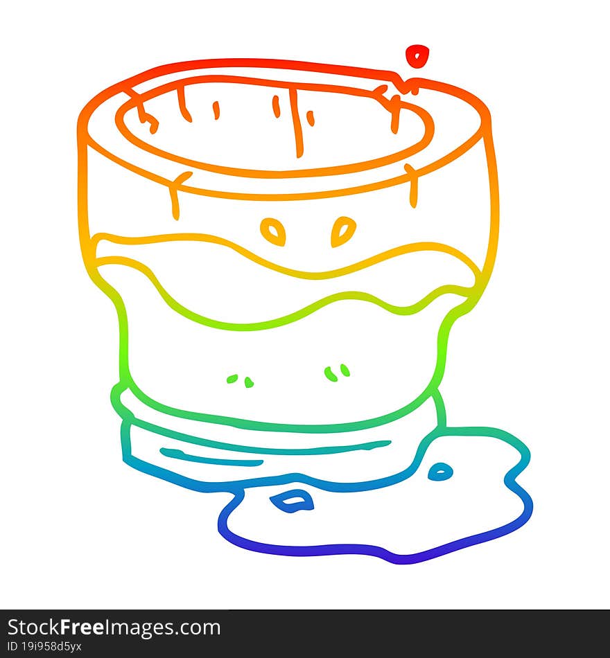 rainbow gradient line drawing cartoon old water glass