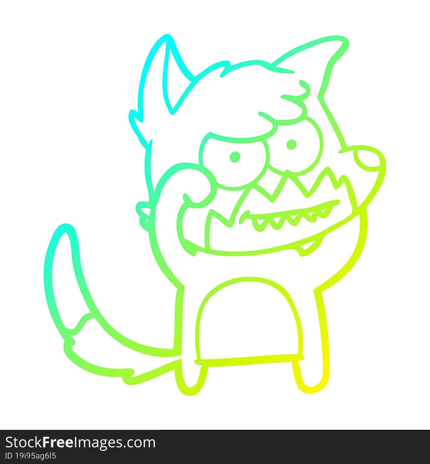 cold gradient line drawing cartoon grinning fox