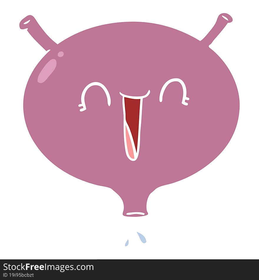 flat color style cartoon laughing bladder