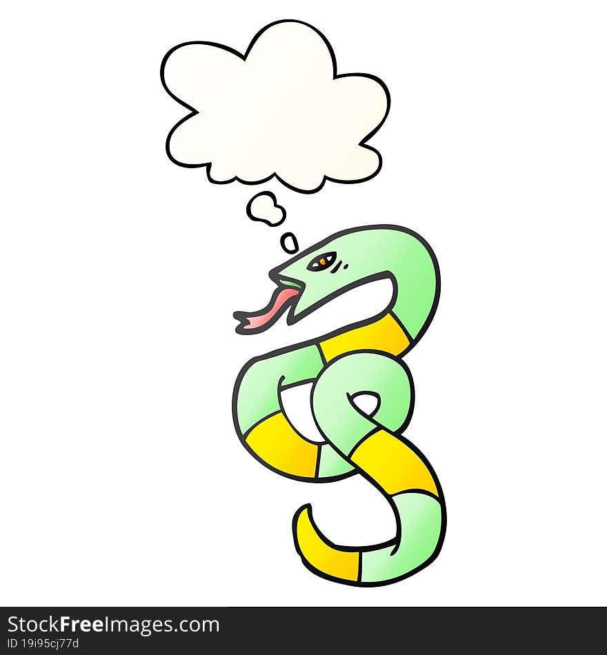 cartoon snake and thought bubble in smooth gradient style