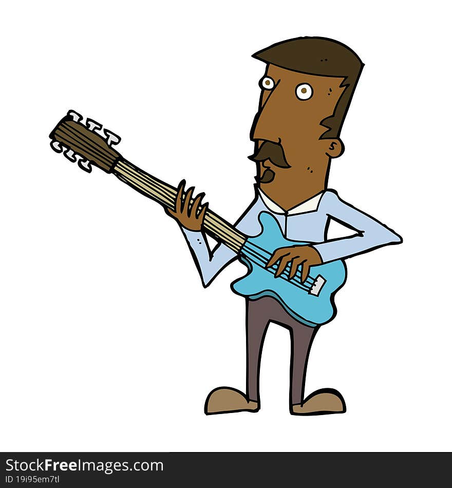 Cartoon Man Playing Electric Guitar