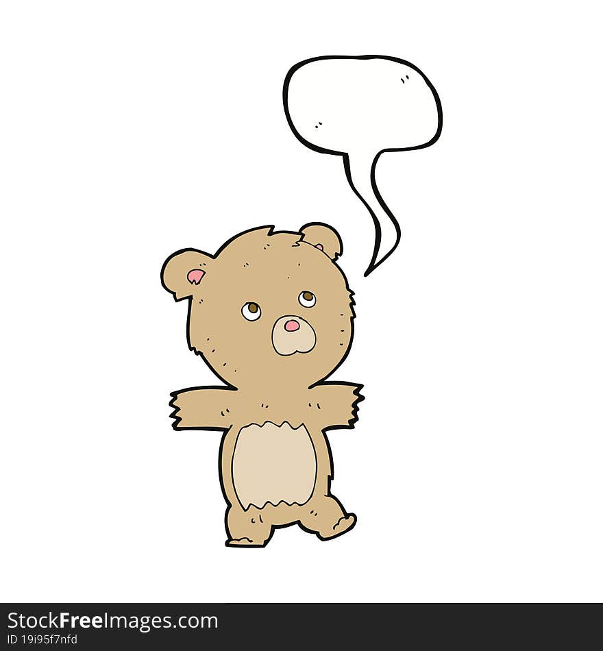 Cartoon Cute Teddy Bear With Speech Bubble