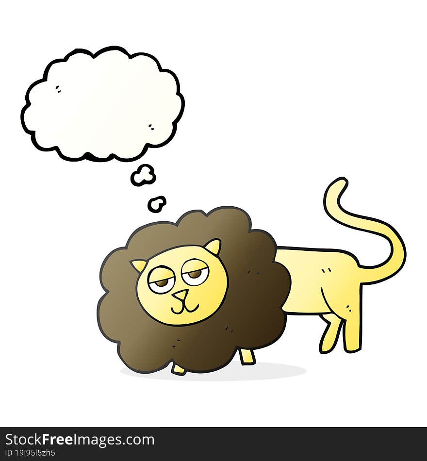 freehand drawn thought bubble cartoon lion