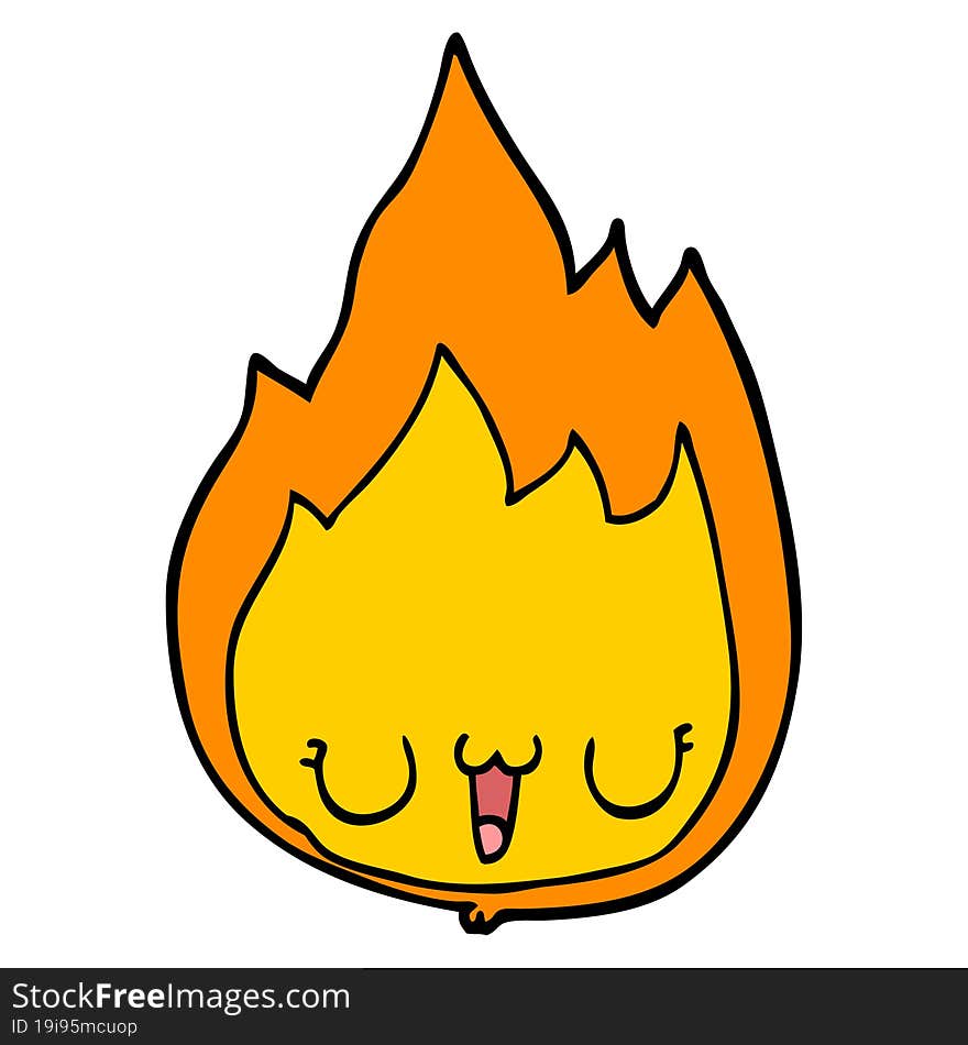 cartoon flame with face