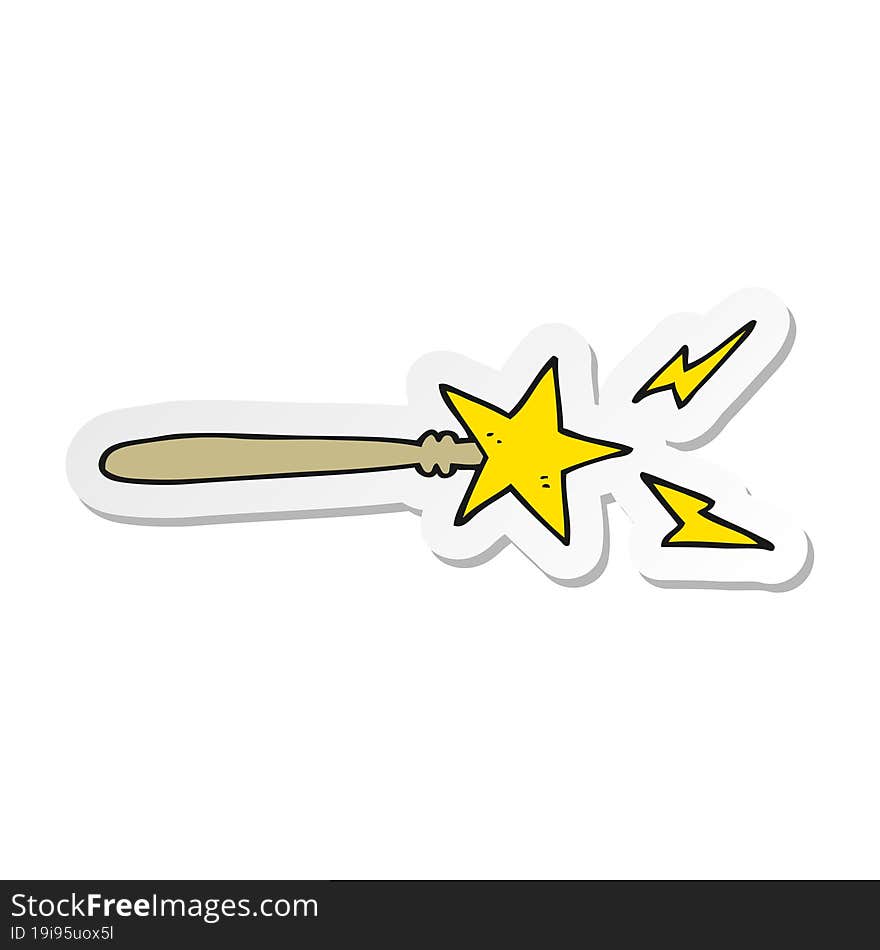 Sticker Of A Cartoon Magic Wand