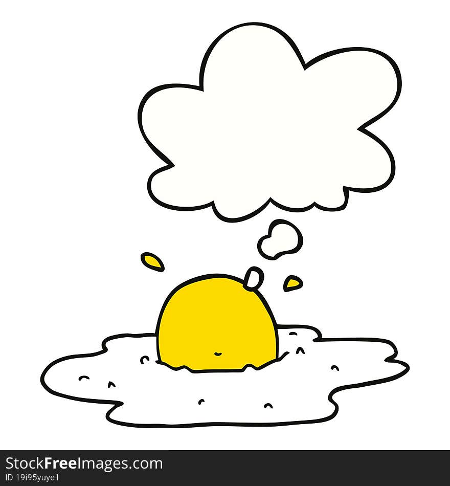 cartoon fried egg with thought bubble. cartoon fried egg with thought bubble