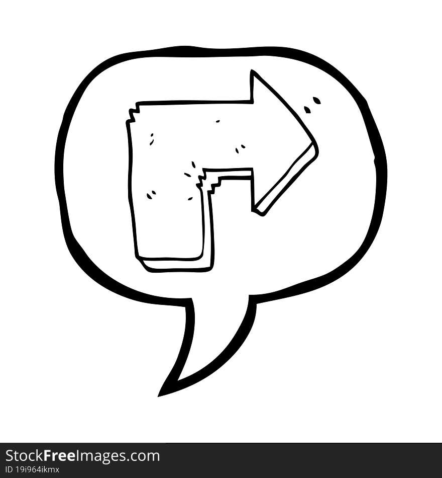 freehand drawn speech bubble cartoon arrow