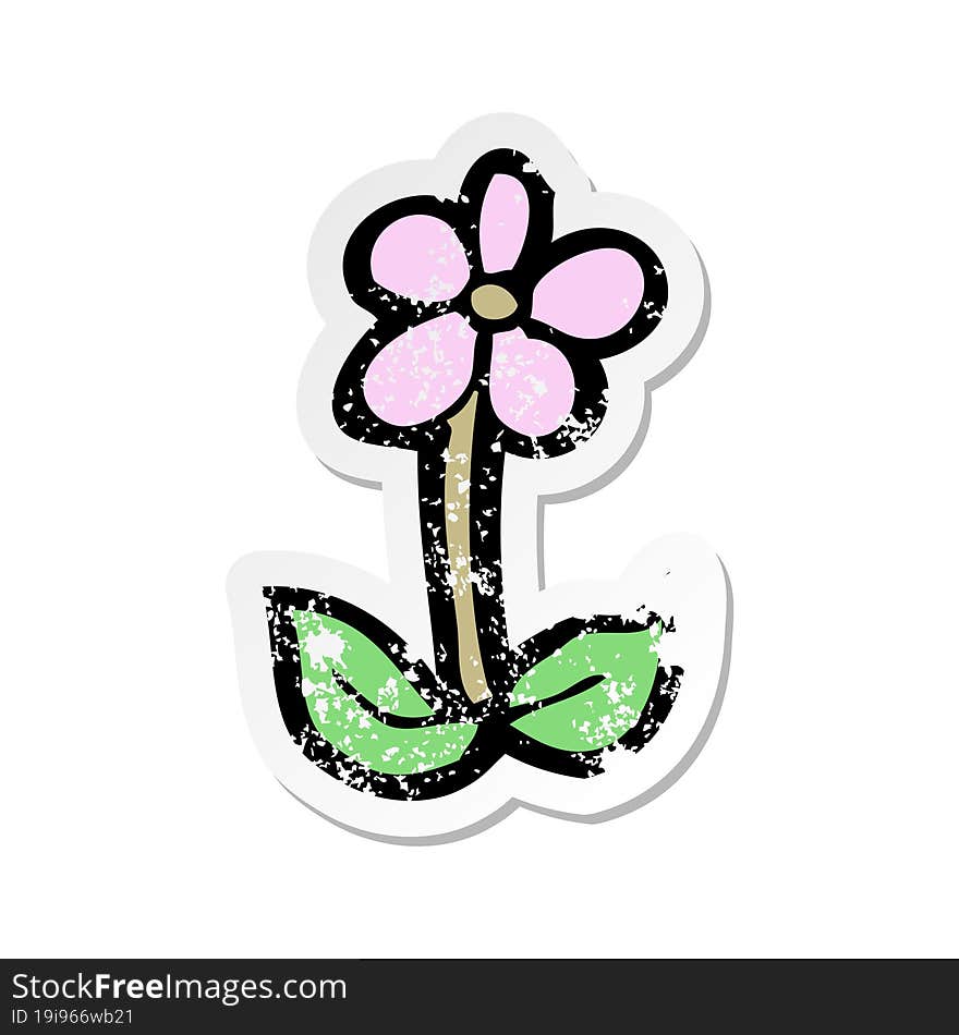 retro distressed sticker of a cartoon flower