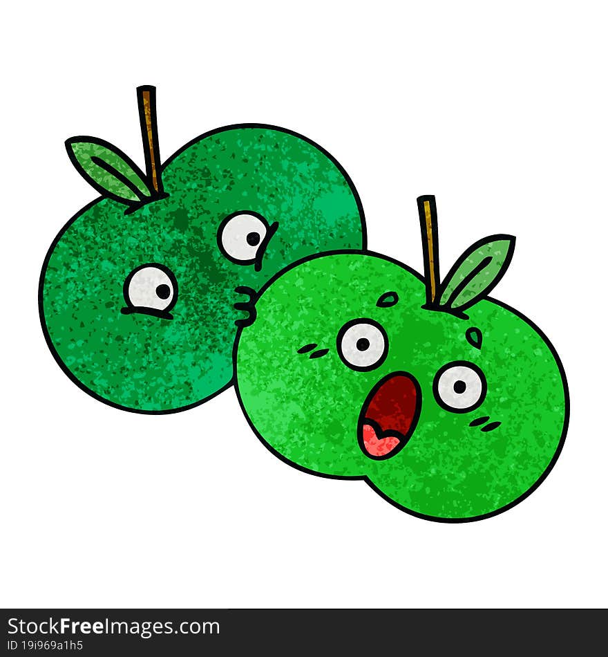 retro grunge texture cartoon of a apples