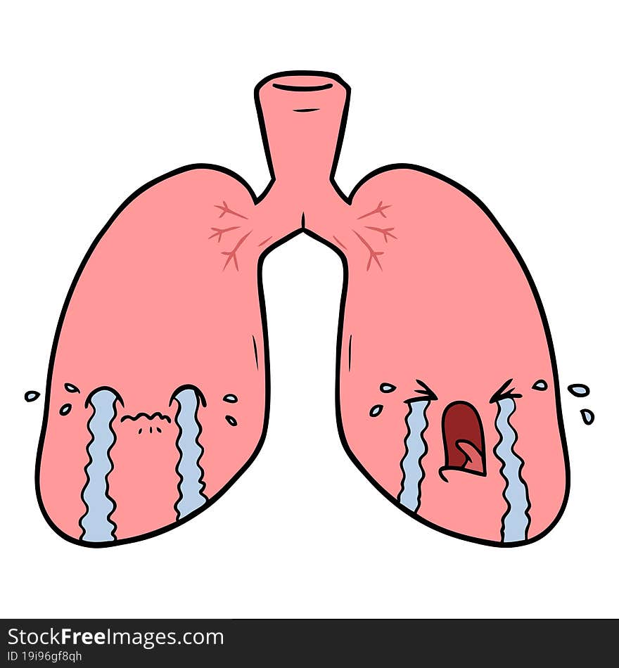 cartoon lungs crying. cartoon lungs crying