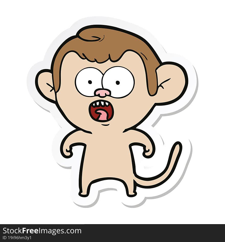 sticker of a cartoon shocked monkey