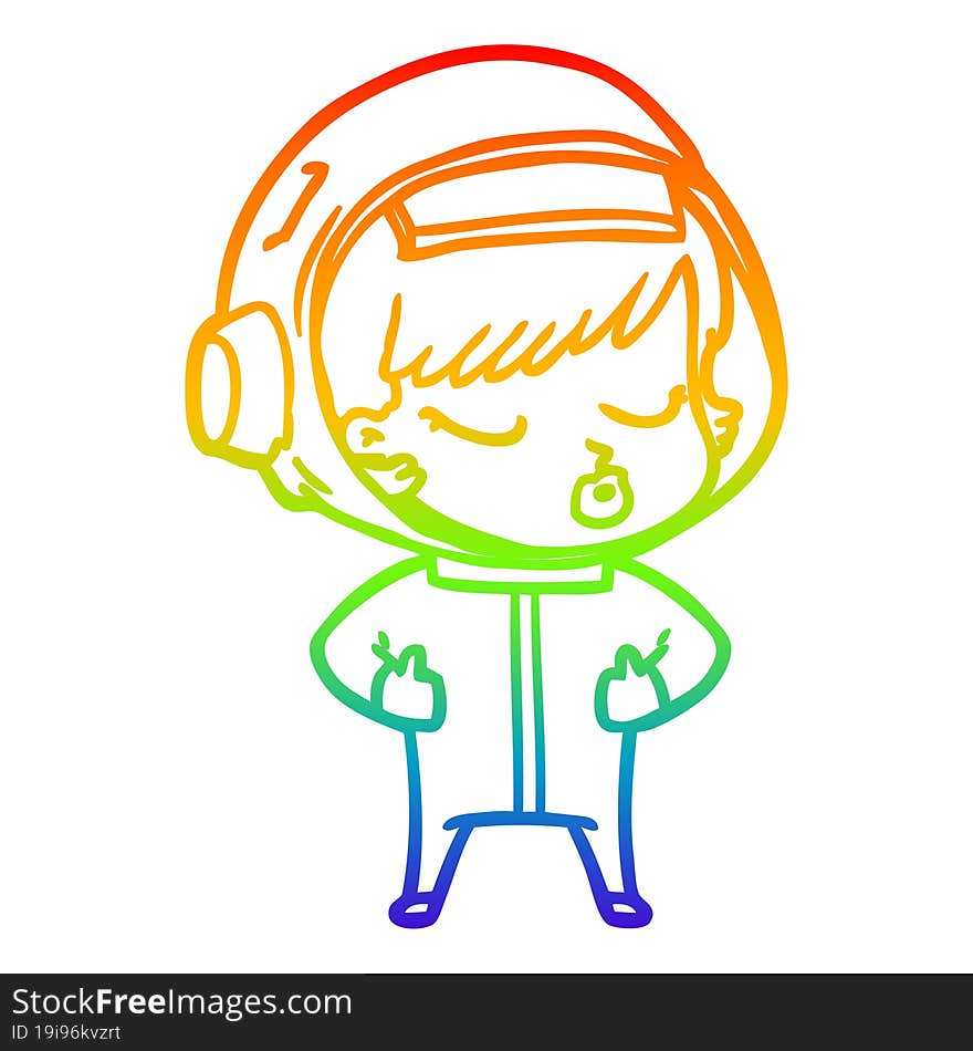 rainbow gradient line drawing cartoon pretty astronaut girl