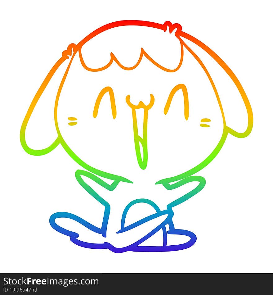 Rainbow Gradient Line Drawing Cute Cartoon Dog