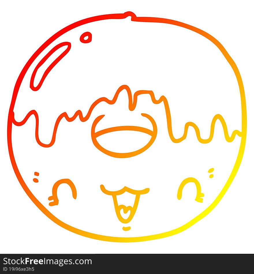 warm gradient line drawing cute cartoon donut