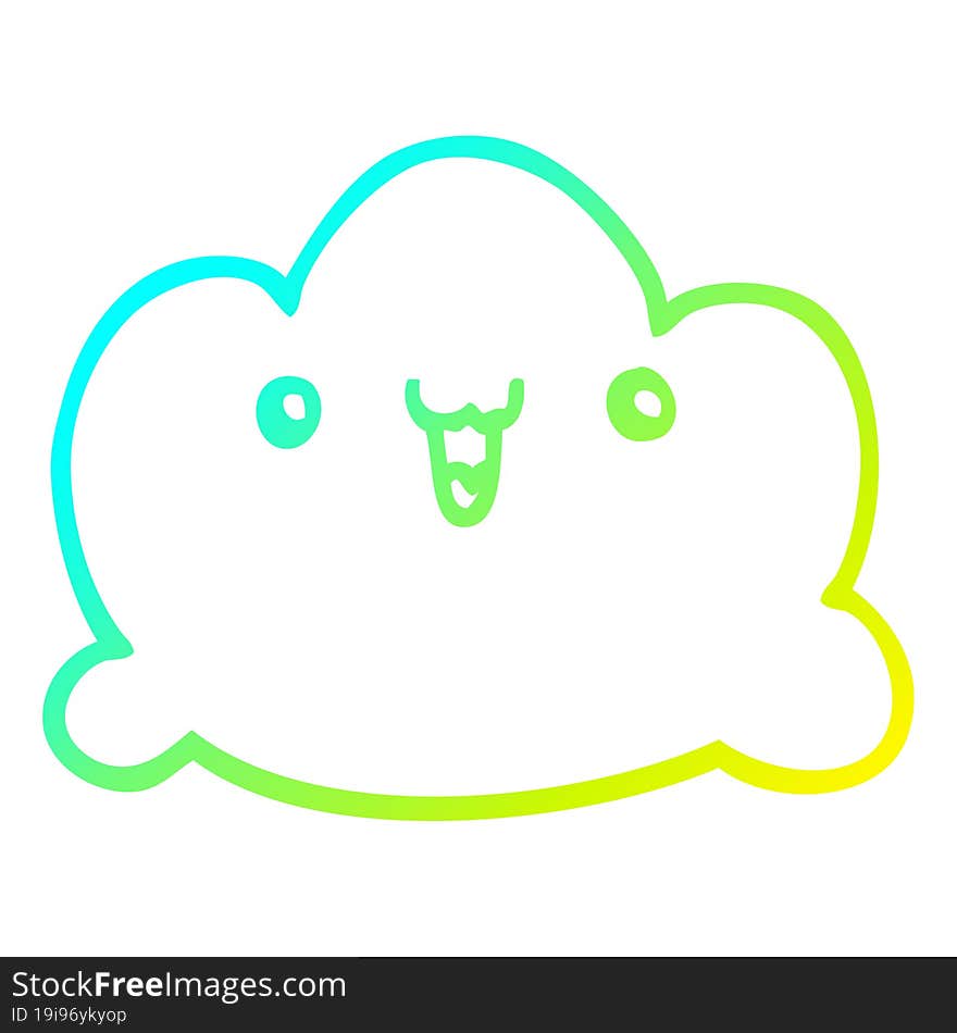 cold gradient line drawing cartoon cloud