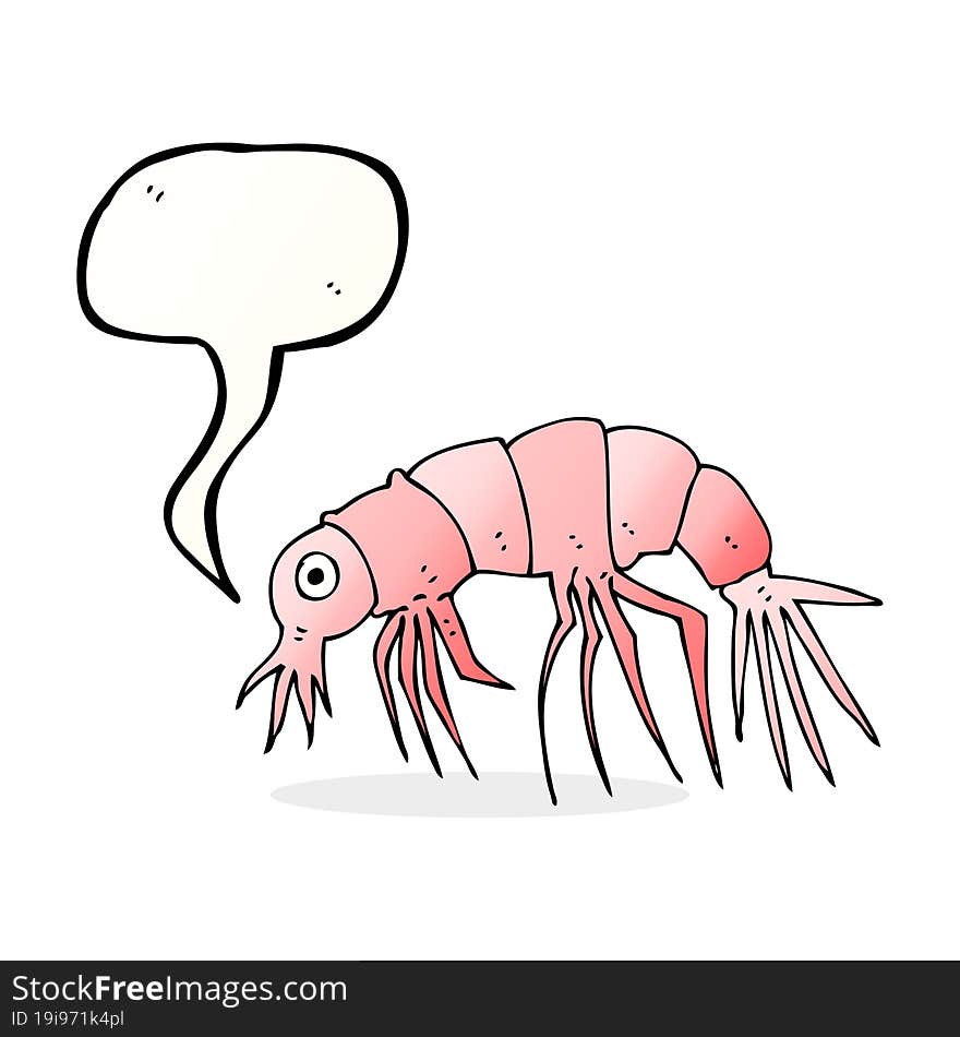 cartoon shrimp with speech bubble