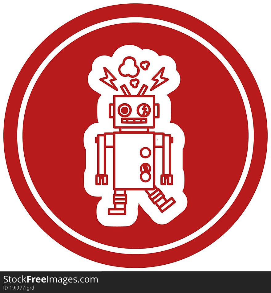 Malfunctioning Robot Circular Icon