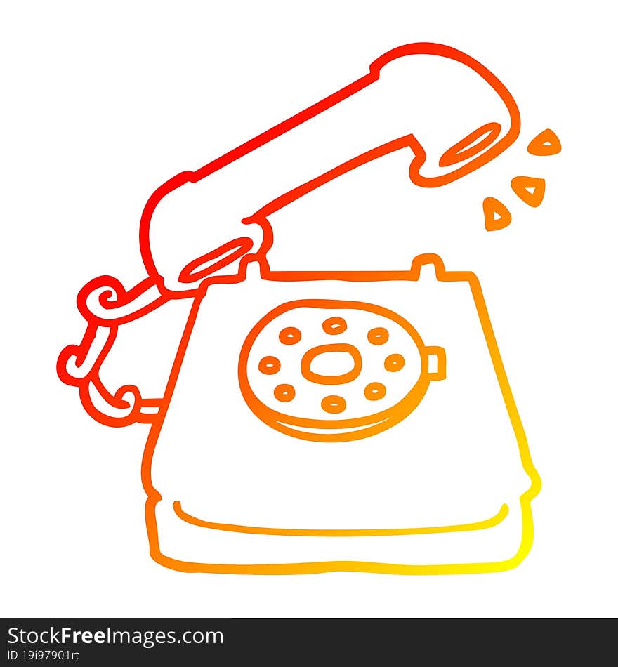 warm gradient line drawing cartoon ringing telephone