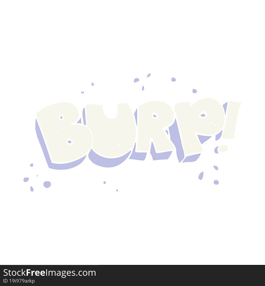 flat color illustration of a cartoon burp text