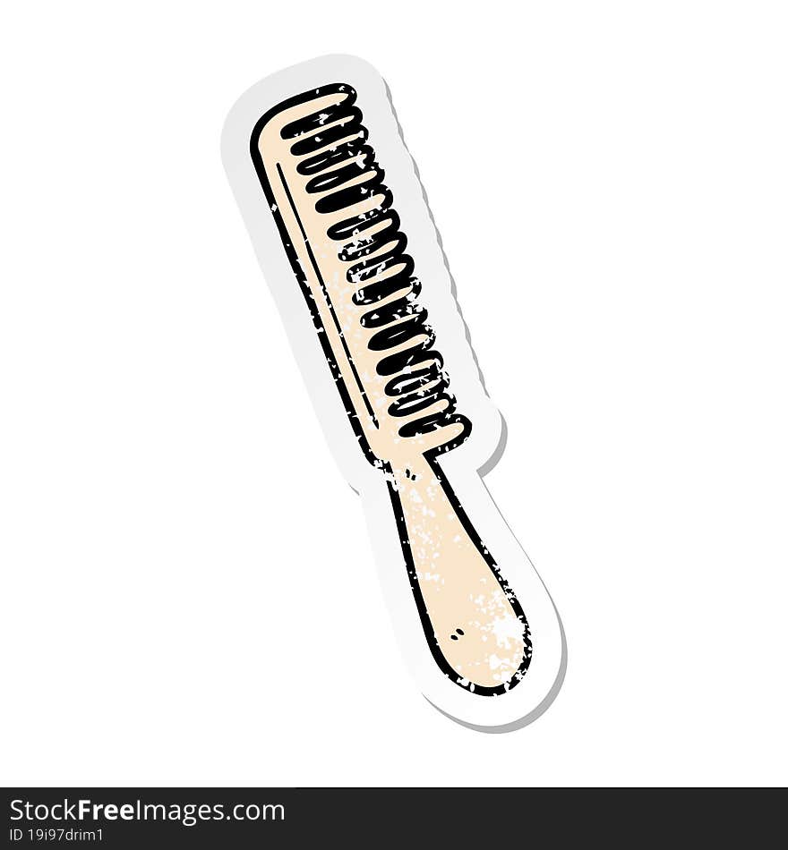 Distressed Sticker Of A Cartoon Comb